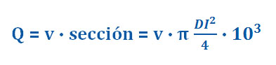 Formula caudal velocidad molecor