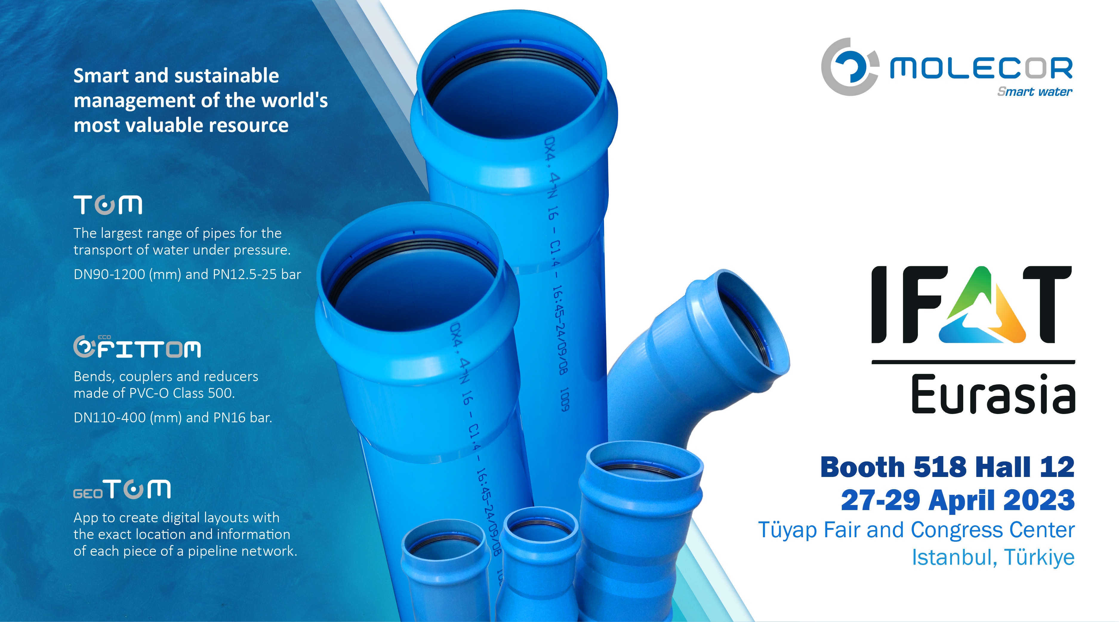 Molecor will attend IFAT Eurasia from April 27 to 29, 2023