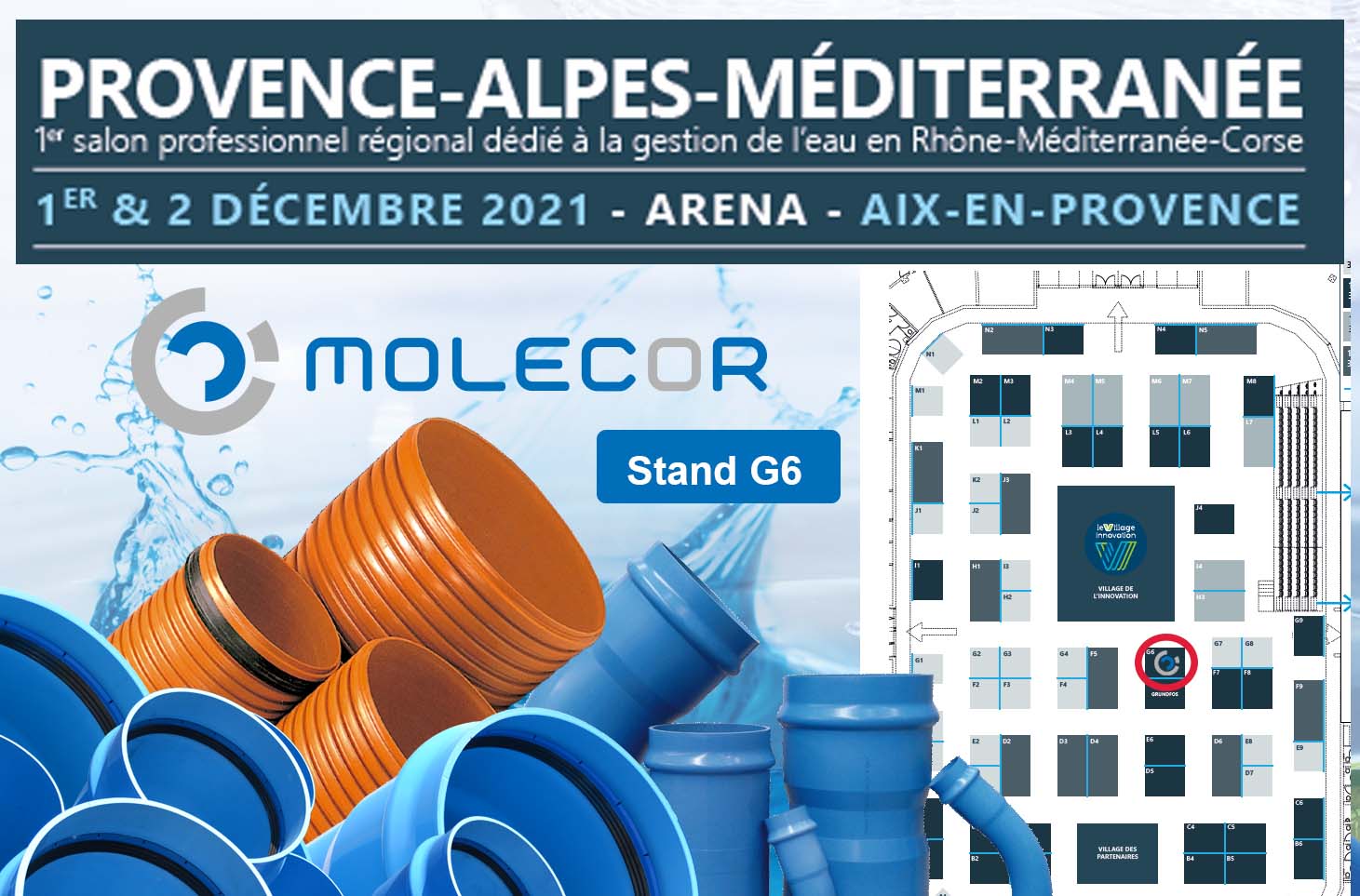 Molecor estará presente en el Salon “Provence-Alpes-Méditerranée” los días 1 y 2 de diciembre 2021 en Aix-en-Provence, Francia