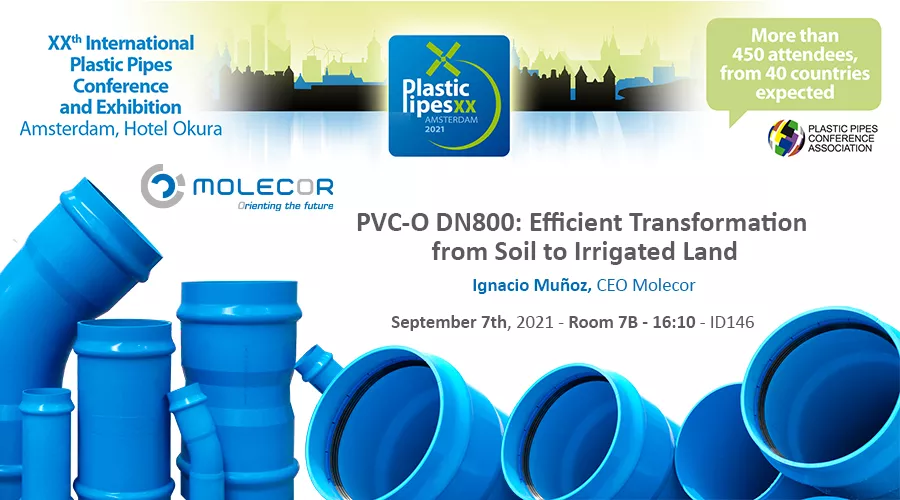 Molecor participará en la XX edición de la conferencia internacional Plastic Pipes en Ámterdam