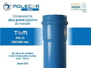 Molecor Perú participera à Expo Agua & Sostenibilidad 2022 (Eau & Développement durable) avec la dernière nouveauté de la société, le tuyau TOM® de DN1200 mm en PVC-BO