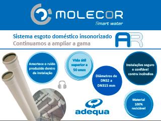 Molecor amplia a sua gama de referências dentro do  sistema esgoto doméstico insonorizado AR